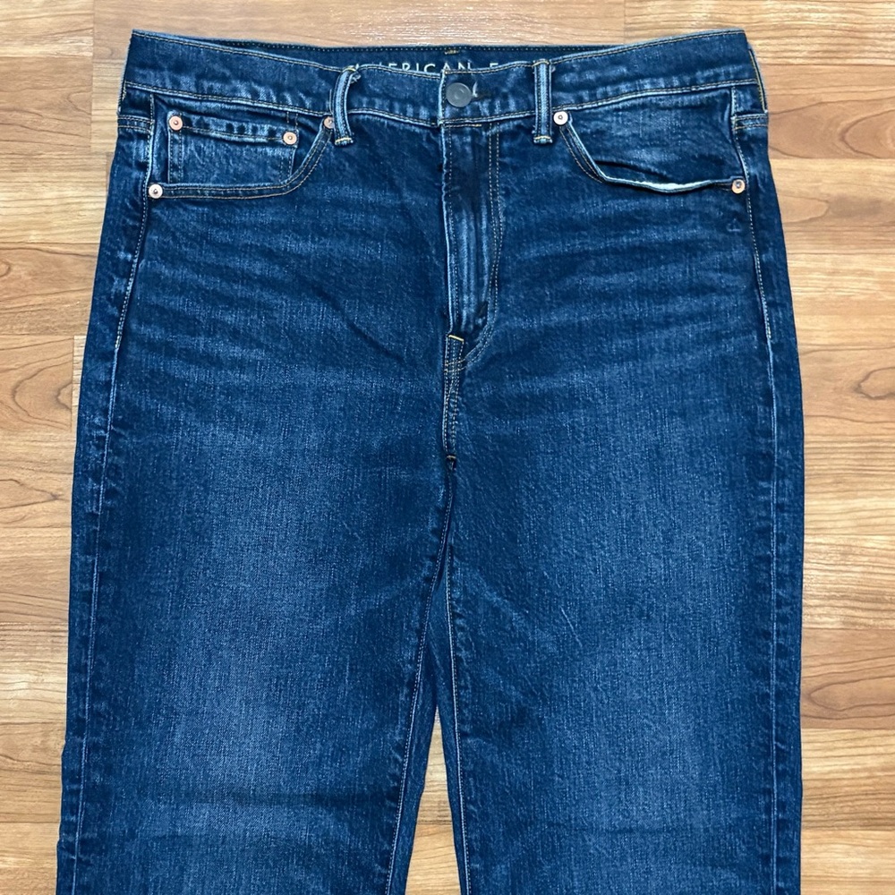 American Eagle Outfitters Flex Relaxed Straight Jeans 33x34 Dark Wash - Picture 2 of 11